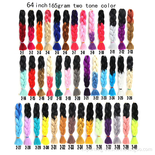 Wholesale Jumbo Ombre Braiding Hair Extensions For Box Braids African Yaki Hair Attachment 64inches 165g Synthetic Fiber Braid